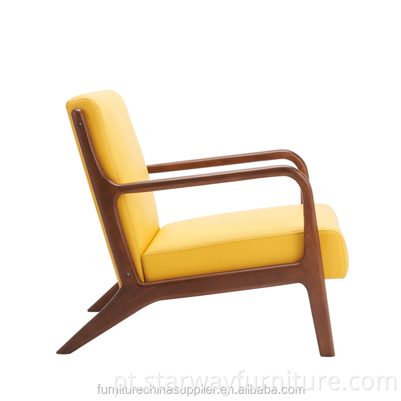 Novo estilo moderno de sala de estar reclinável em tecido de estrutura de madeira maciça lounge individual com apoio de braço e cadeira de lazer